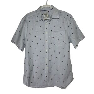 Jos A Bank 1905 Tailored Fit Shirt‎ Mens Large Blue White Stripe Lobster Cotton